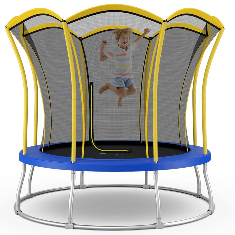 Goplus 8 ft / 10 ft Trampolin für den Außenbereich, ASTM-zertifiziertes Trampolin mit einzigartigem Blumen-Design