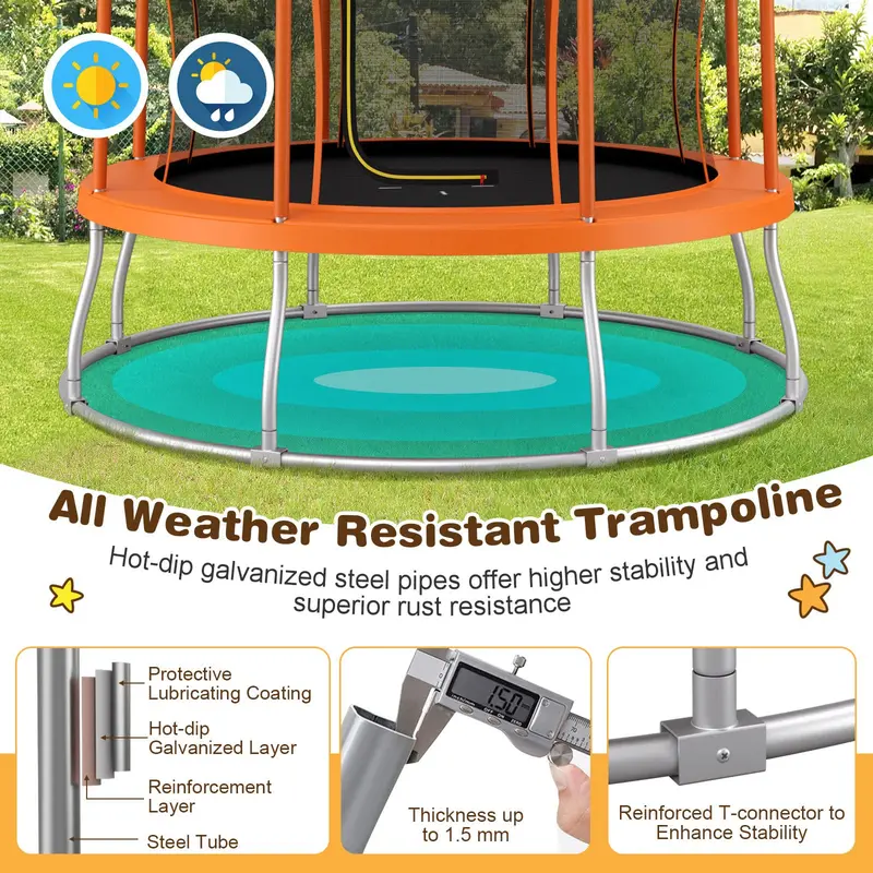 Goplus 8 ft / 10 ft Trampolin für den Außenbereich, ASTM-zertifiziertes Trampolin mit einzigartigem Blumen-Design