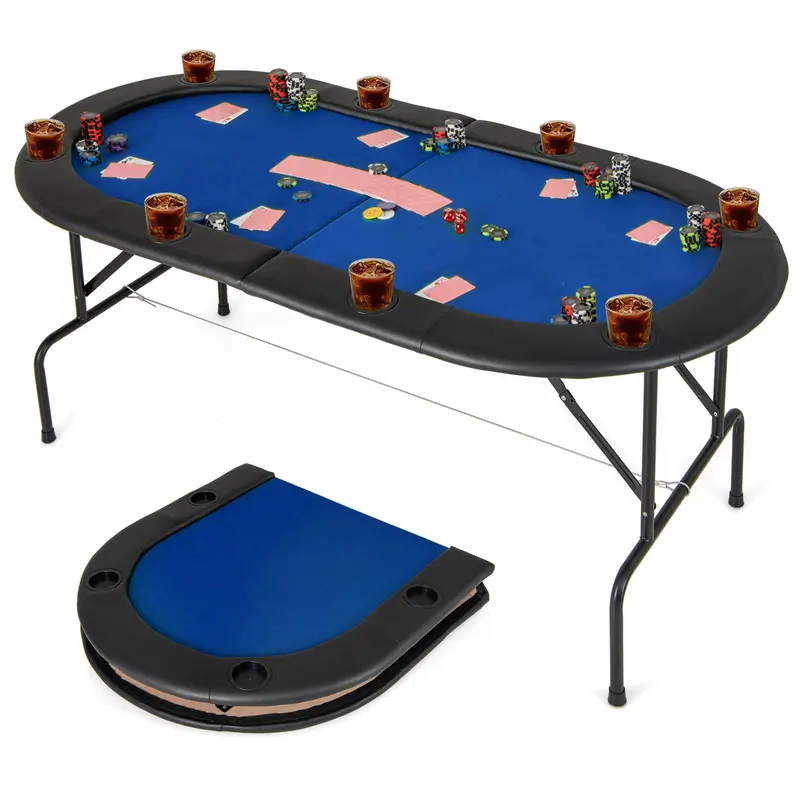 Goplus 8-Spieler-Texas-Hold’em-Faltbarer Pokertisch 2