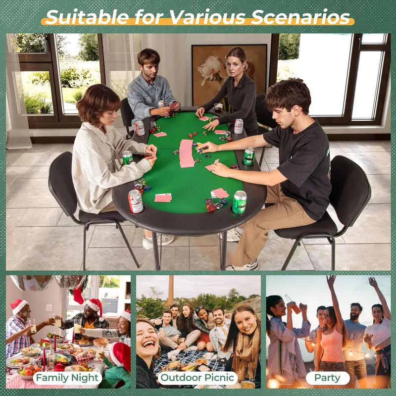 Goplus 8-Spieler-Texas-Hold’em-Faltbarer Pokertisch