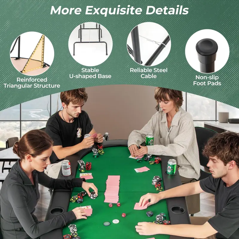 Goplus 8-Spieler-Texas-Hold’em-Faltbarer Pokertisch