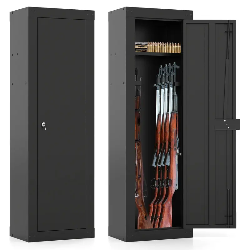 Goplus 8-Waffen-Safe | Großer Gewehrschrank mit Ablagefach und Waffenaufhängern