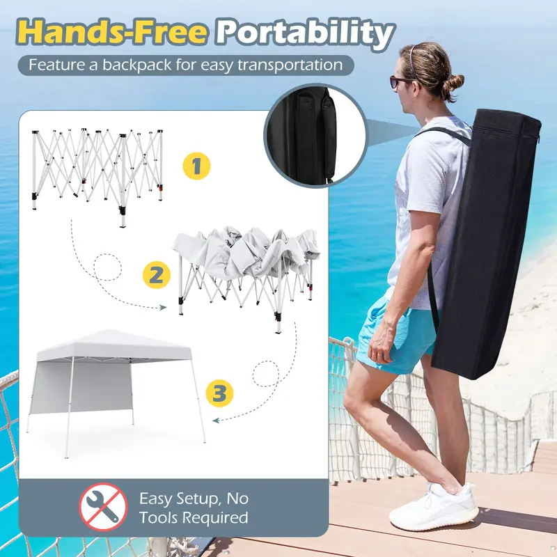 Goplus 8 × 8 ft (ca. 2,4 × 2,4 m) Pop-up-Partyzelt mit einer Seitenwand