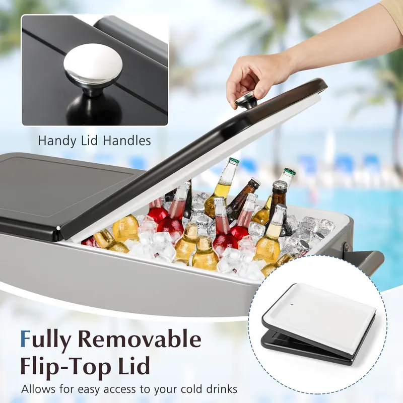 GoPlus 80-Quart-Rollkühlbox für Outdoor-Aktivitäten mit Rädern und Ablagefach