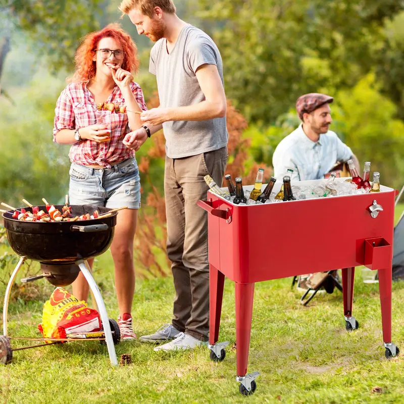 GoPlus 80-Quart tragbarer isolierter Getränke-Kühler für Terrasse, Garten, Deck und Pool 2
