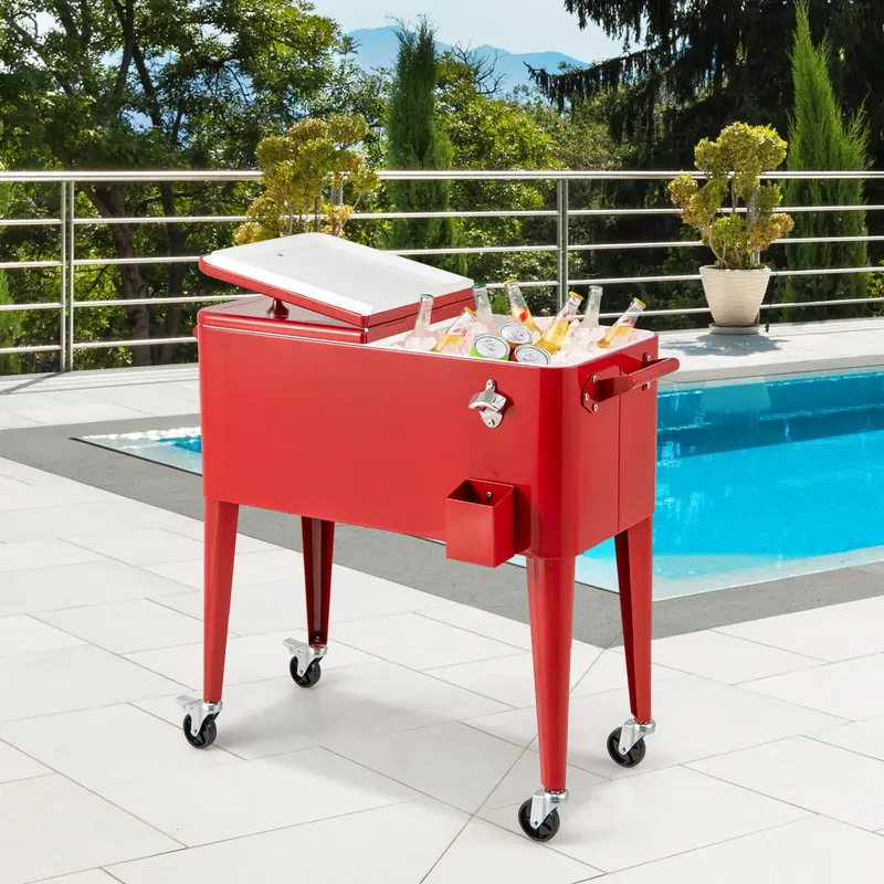 GoPlus 80-Quart tragbarer isolierter Getränke-Kühler für Terrasse, Garten, Deck und Pool