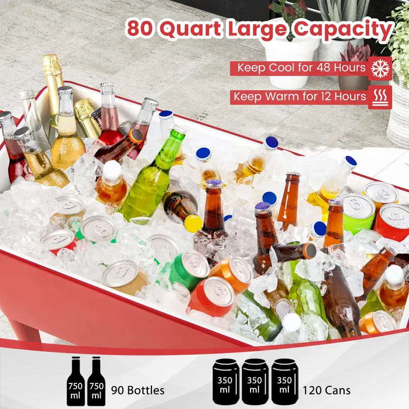 GoPlus 80-Quart tragbarer isolierter Getränke-Kühler für Terrasse, Garten, Deck und Pool