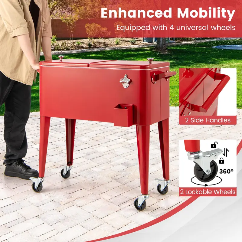 GoPlus 80-Quart tragbarer isolierter Getränke-Kühler für Terrasse, Garten, Deck und Pool