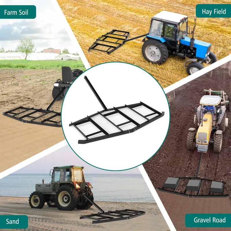 Goplus 84" breiter Auffahrts-Drag-Harre zum Hinterherziehen für Landschaftsgestaltung und Nivellierung mit verstärkten Stäben
