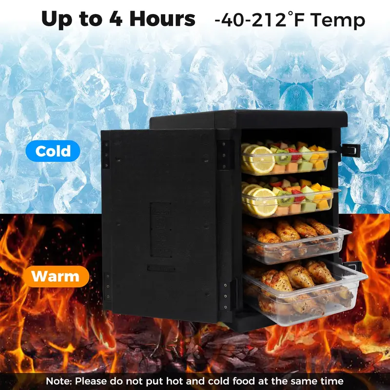 Goplus 91-Qt-isoliertes Lebensmittel-Pan-Trägergerät | Leichtes Frontlade-Lebensmittel-Warmhalte- und Kühlgerät 2