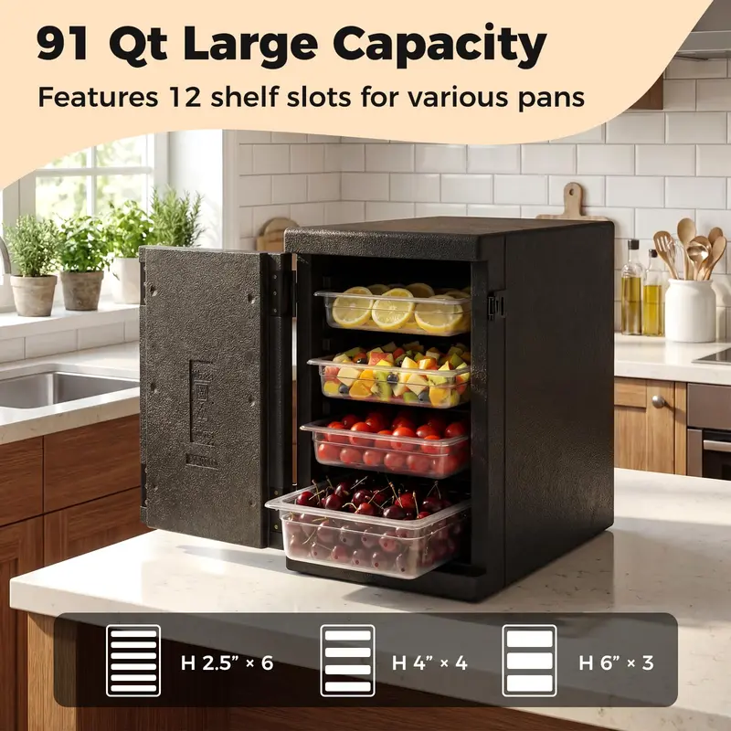 Goplus 91-Qt-isoliertes Lebensmittel-Pan-Trägergerät | Leichtes Frontlade-Lebensmittel-Warmhalte- und Kühlgerät
