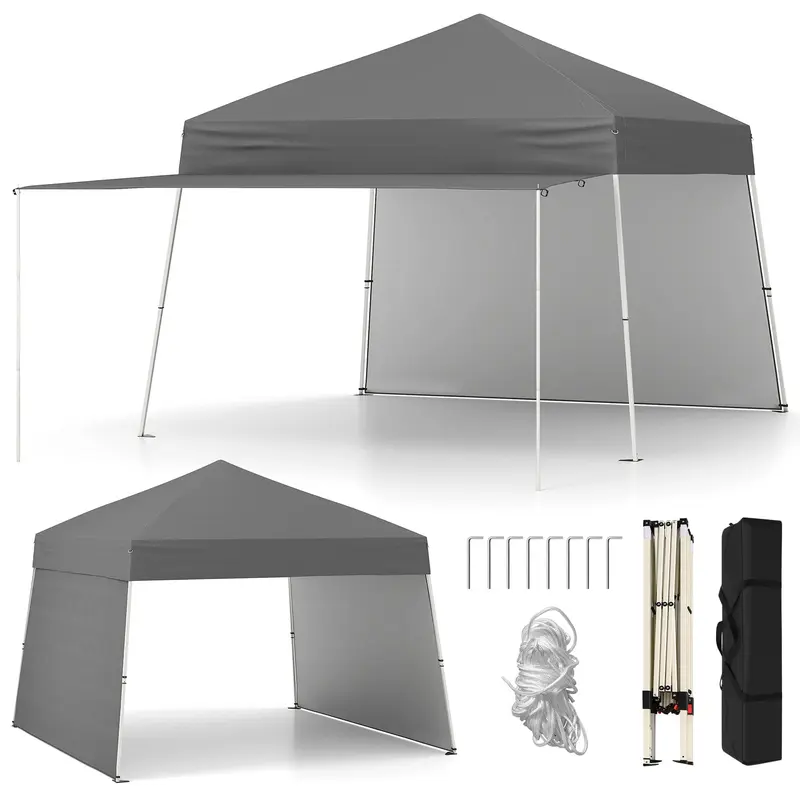 GoPlus 9,2 x 14 Fuß (ca. 2,8 x 4,3 m) Klapp-Partyzelt mit 2 Seitenwänden – Einfach aufzubauendes Outdoor-Zelt mit UV-Schutz UPF50+, Terrassenzelt mit verstellbaren schrägen Beinen