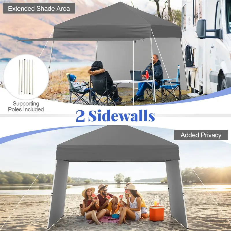 GoPlus 9,2 x 14 Fuß (ca. 2,8 x 4,3 m) Klapp-Partyzelt mit 2 Seitenwänden – Einfach aufzubauendes Outdoor-Zelt mit UV-Schutz UPF50+, Terrassenzelt mit verstellbaren schrägen Beinen 2