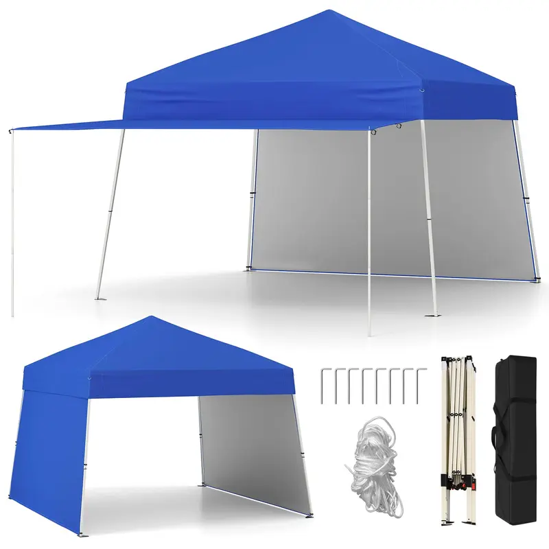 GoPlus 9,2 x 14 Fuß (ca. 2,8 x 4,3 m) Klapp-Partyzelt mit 2 Seitenwänden – Einfach aufzubauendes Outdoor-Zelt mit UV-Schutz UPF50+, Terrassenzelt mit verstellbaren schrägen Beinen