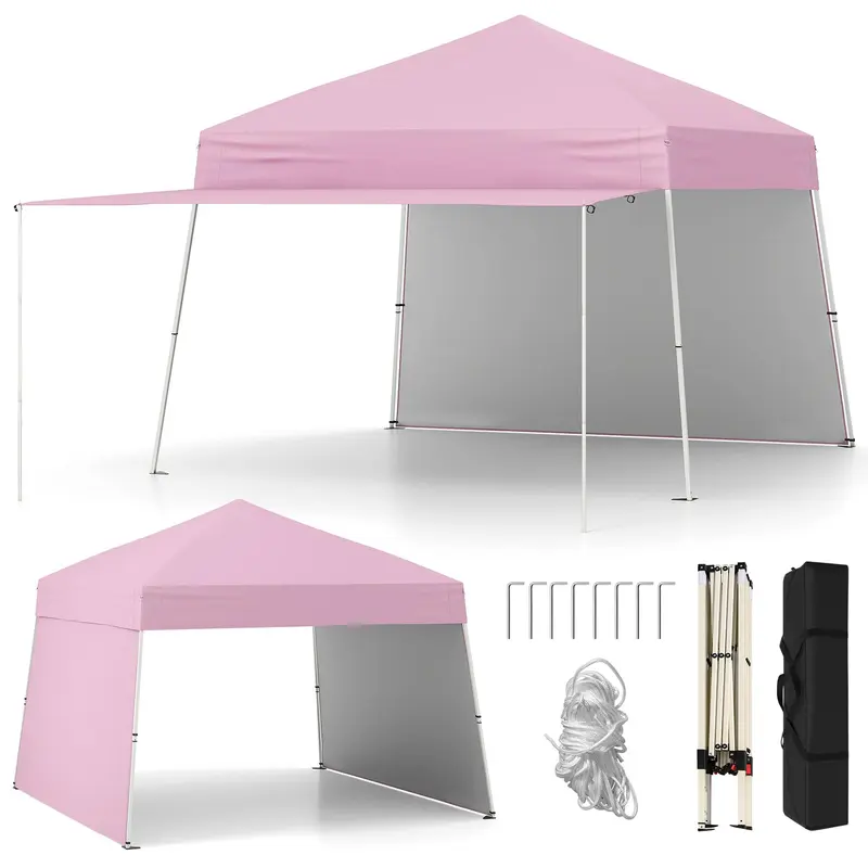 GoPlus 9,2 x 14 Fuß (ca. 2,8 x 4,3 m) Klapp-Partyzelt mit 2 Seitenwänden – Einfach aufzubauendes Outdoor-Zelt mit UV-Schutz UPF50+, Terrassenzelt mit verstellbaren schrägen Beinen