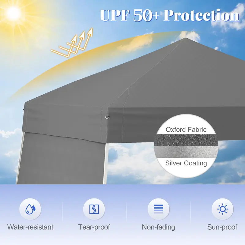 GoPlus 9,2 x 14 Fuß (ca. 2,8 x 4,3 m) Klapp-Partyzelt mit 2 Seitenwänden – Einfach aufzubauendes Outdoor-Zelt mit UV-Schutz UPF50+, Terrassenzelt mit verstellbaren schrägen Beinen