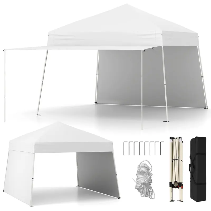 GoPlus 9,2 x 14 Fuß (ca. 2,8 x 4,3 m) Klapp-Partyzelt mit 2 Seitenwänden – Einfach aufzubauendes Outdoor-Zelt mit UV-Schutz UPF50+, Terrassenzelt mit verstellbaren schrägen Beinen