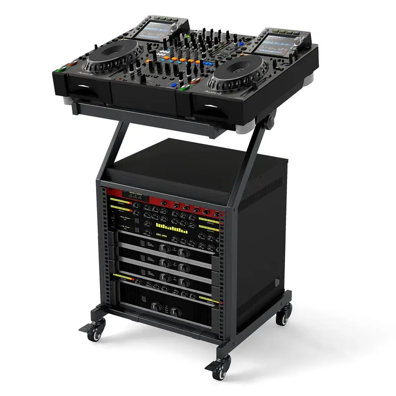 Goplus 9U-DJ-Mixerständer mit verriegelbaren Rollen | Professioneller Ständer für Studio-Ausrüstung