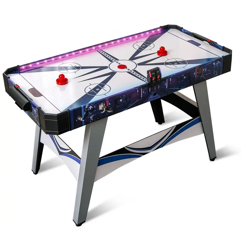 Goplus Air-Hockey-Tisch, 137 cm, mit LED-Punktanzeige, Lichteffekten, 2 Pucks und 2 Schlägern