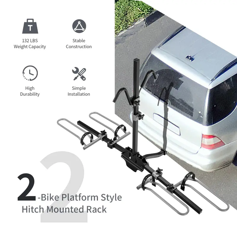 Goplus Anhängerkupplungs-Fahrradträger, klappbarer 2-Fahrrad-Plattformträger für Mountainbikes