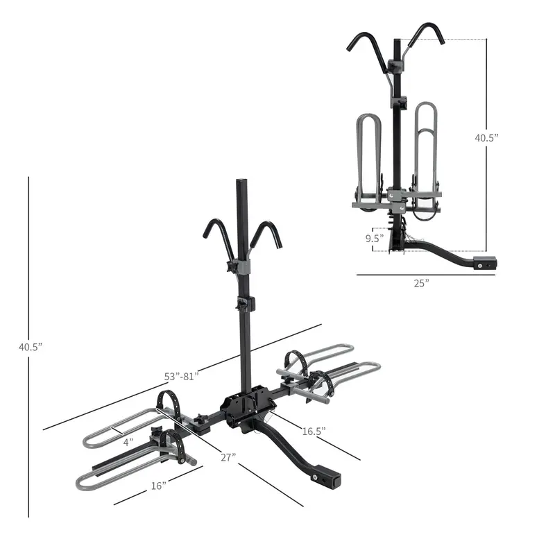 Goplus Anhängerkupplungs-Fahrradträger, klappbarer 2-Fahrrad-Plattformträger für Mountainbikes