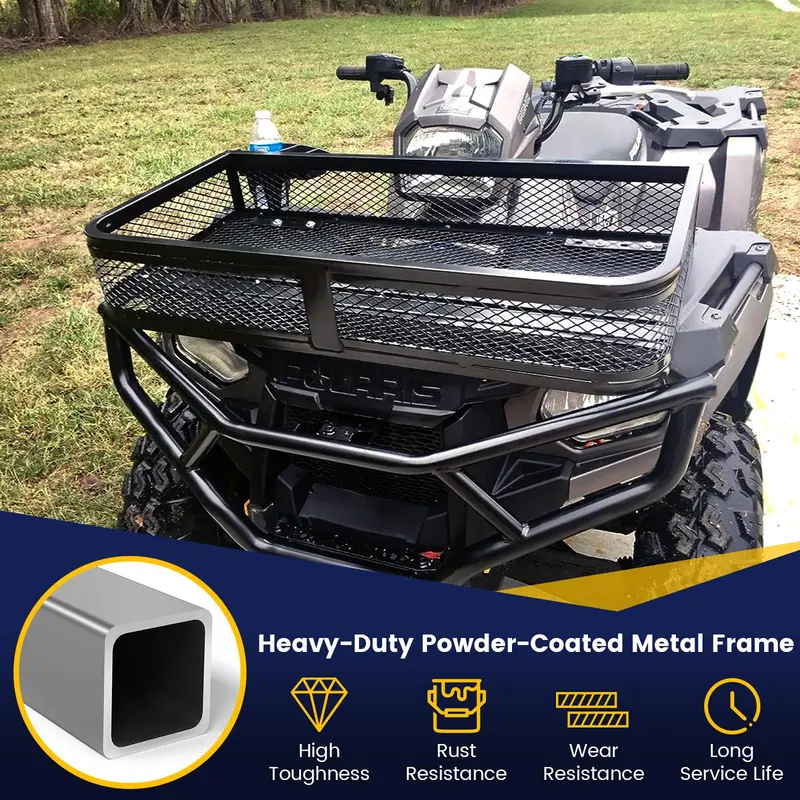 Goplus ATV-Front-Rack, universelles ATV-Aufbewahrungs-Rack, 92,7 cm × 44,5 cm × 16,5 cm (L × B × H) 2