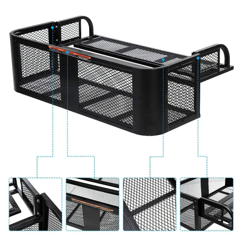 GoPlus ATV/UTV-Hintere Abwurftasche, universelle Frachtbox mit Stahlmaschen-Oberfläche (schwarz)