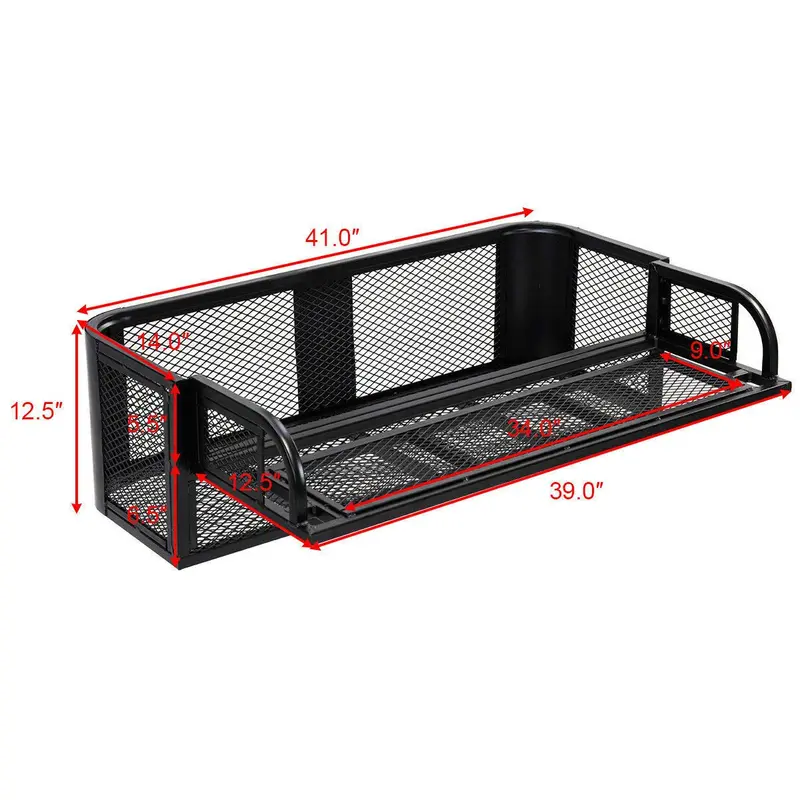 GoPlus ATV/UTV-Hintere Abwurftasche, universelle Frachtbox mit Stahlmaschen-Oberfläche (schwarz)