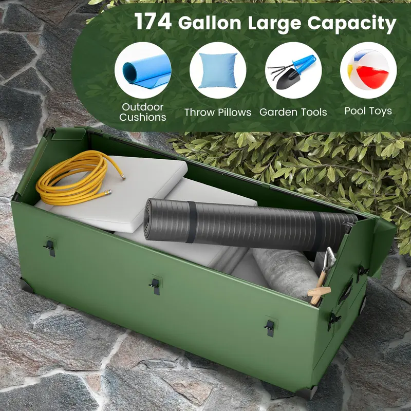 Goplus Aufbewahrungsbox für den Außenbereich, 660 Liter (174 Gallonen), wetterfest, mit praktischen Griffen 2
