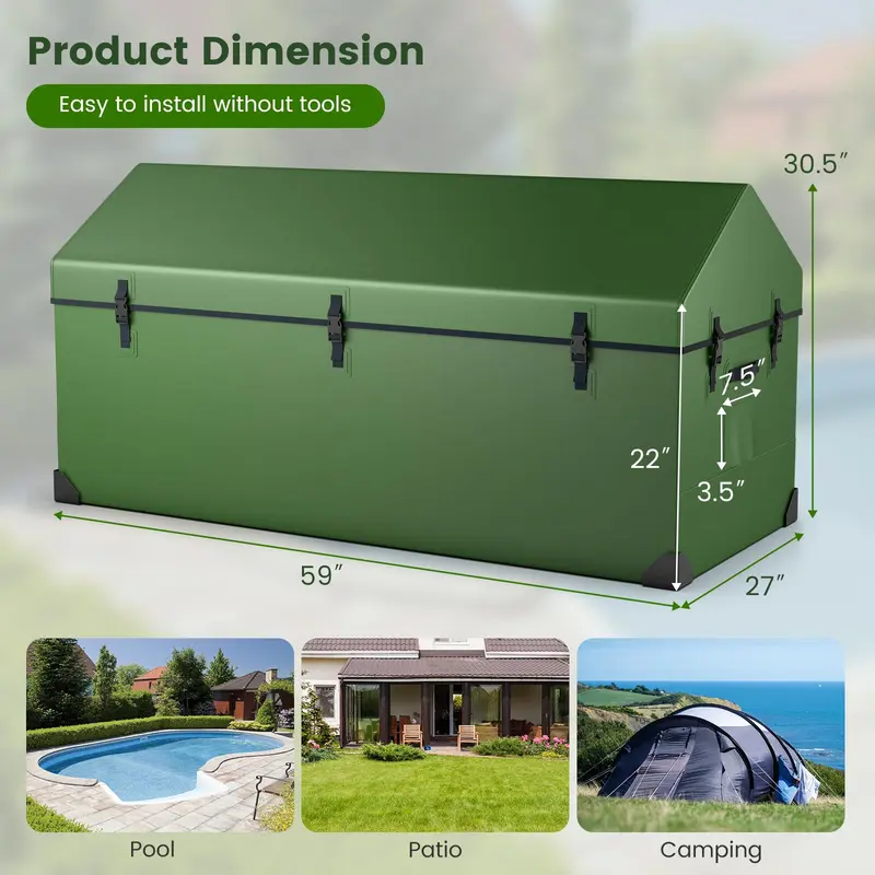 Goplus Aufbewahrungsbox für den Außenbereich, 660 Liter (174 Gallonen), wetterfest, mit praktischen Griffen