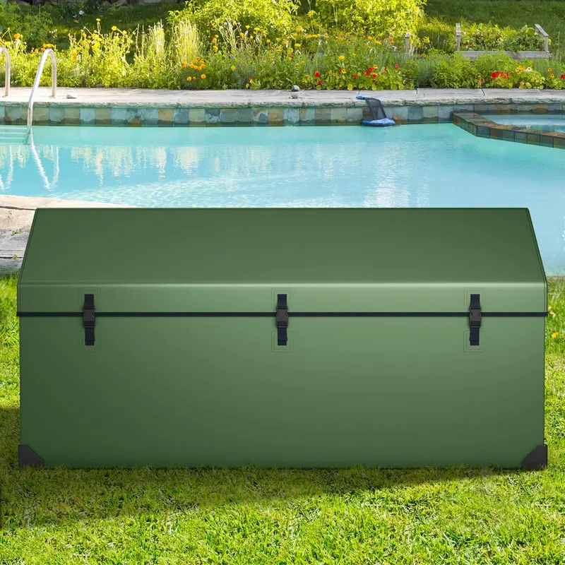 Goplus Aufbewahrungsbox für den Außenbereich, 660 Liter (174 Gallonen), wetterfest, mit praktischen Griffen