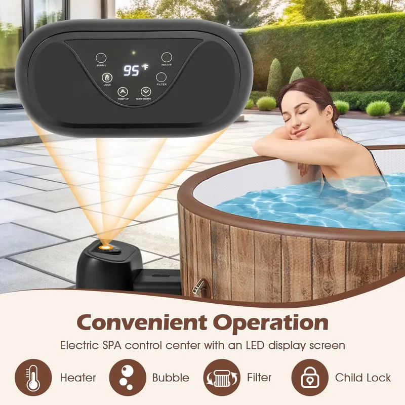 Goplus aufblasbare Whirlpool-Spa für 4–6 Personen, rund mit 183 cm Durchmesser, inkl. 120 Luftdüsen