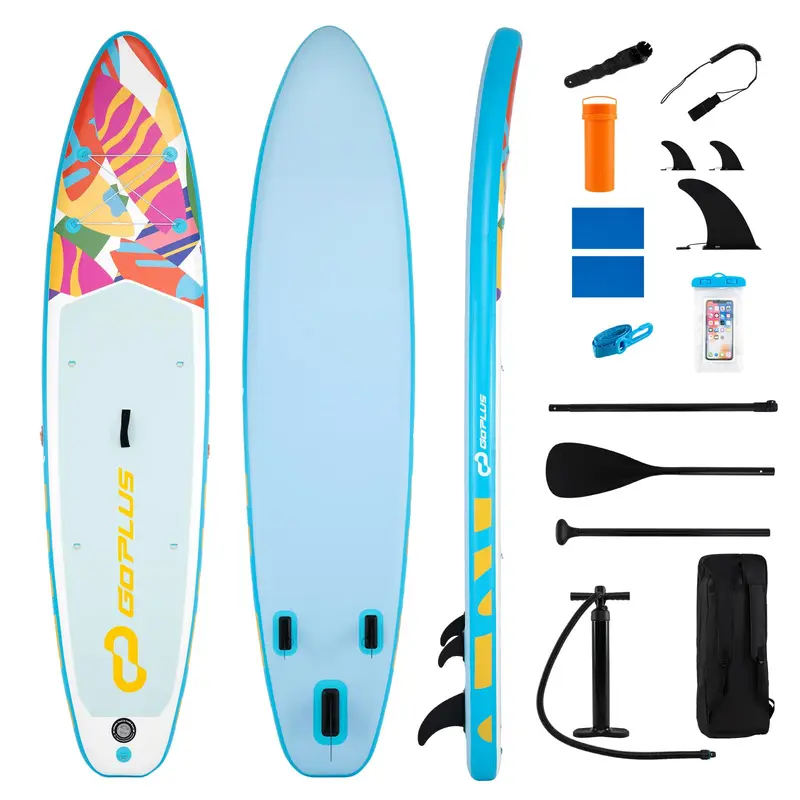 Goplus aufblasbares Stand-Up-Paddleboard (SUP), 335 cm, mit Zubehörpaket