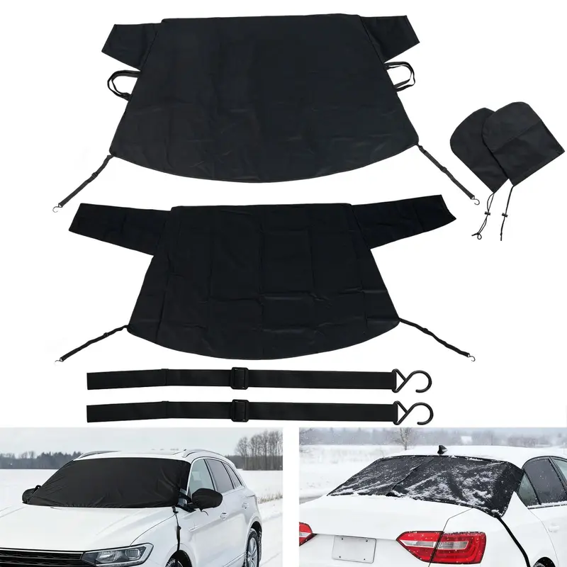 Goplus Autoscheiben-Schneeschutz-Set – robuste 600D-Oxford-Stoff-Vorder- und Rückseite-Eisfrostschutzabdeckungen 2