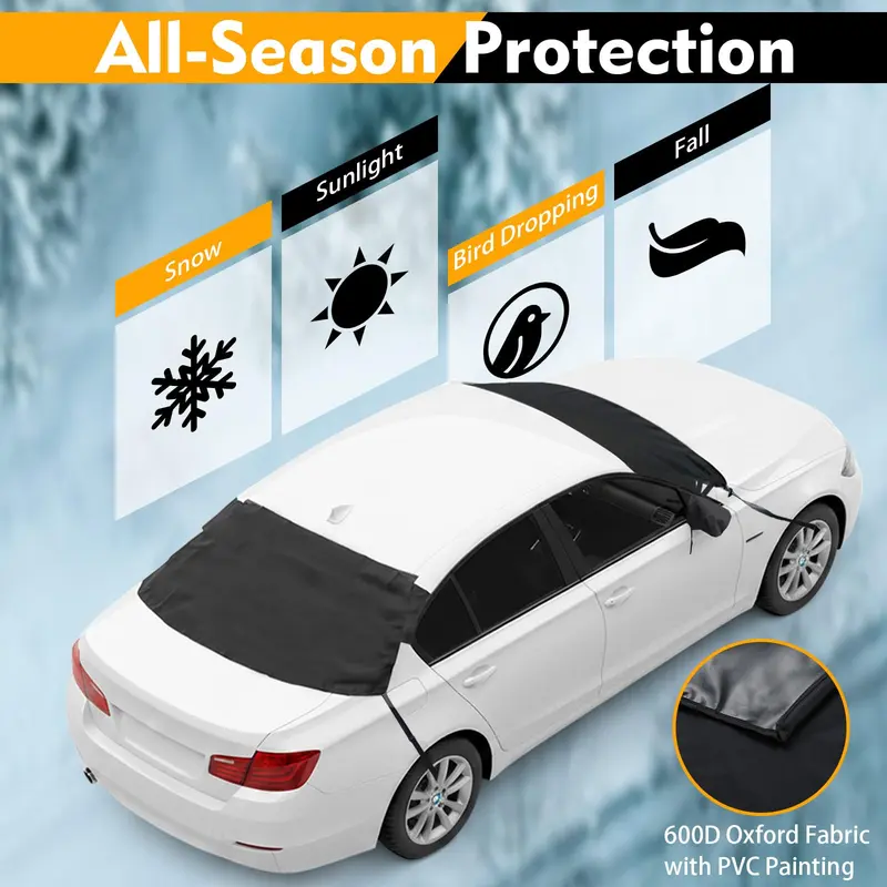 Goplus Autoscheiben-Schneeschutz-Set – robuste 600D-Oxford-Stoff-Vorder- und Rückseite-Eisfrostschutzabdeckungen
