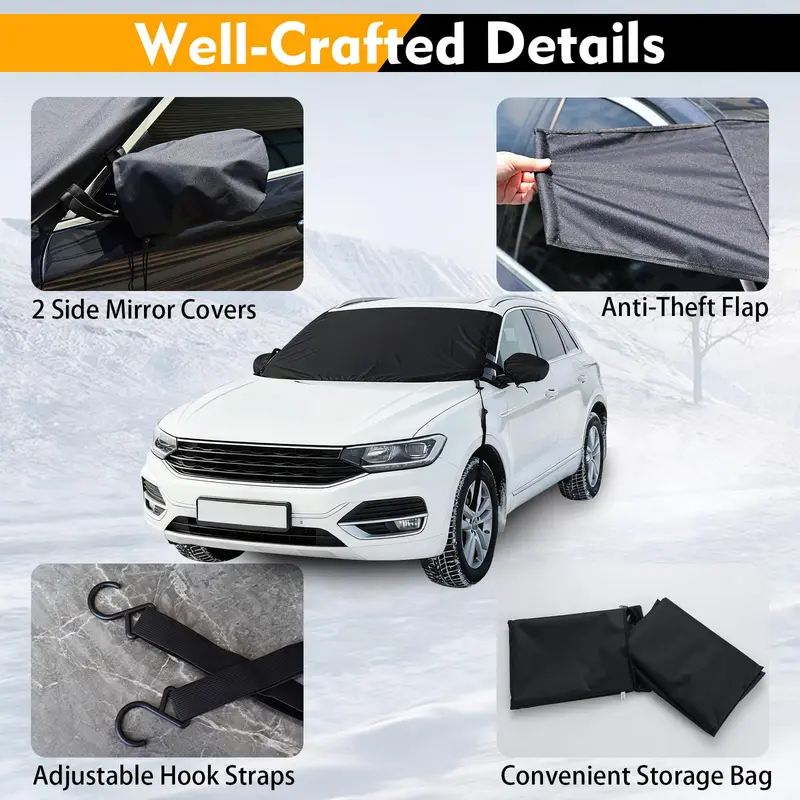 Goplus Autoscheiben-Schneeschutz-Set – robuste 600D-Oxford-Stoff-Vorder- und Rückseite-Eisfrostschutzabdeckungen