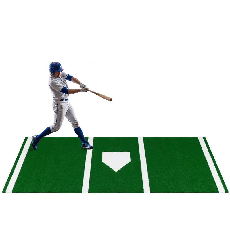 Goplus Baseball-Schlagmatte 10 x 3,8 ft mit 15 mm Kunstrasen für Indoor- und Outdoor-Training