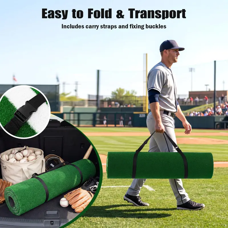 Goplus Baseball-Schlagmatte 10 x 3,8 ft mit 15 mm Kunstrasen für Indoor- und Outdoor-Training