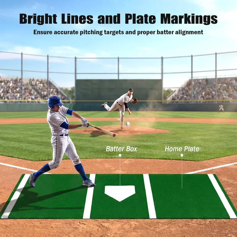 Goplus Baseball-Schlagmatte 10 x 3,8 ft mit 15 mm Kunstrasen für Indoor- und Outdoor-Training