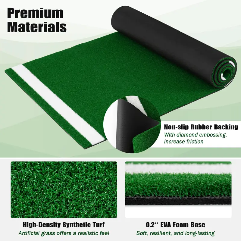 Goplus Baseball-Schlagmatte 10 x 3,8 ft mit 15 mm Kunstrasen für Indoor- und Outdoor-Training