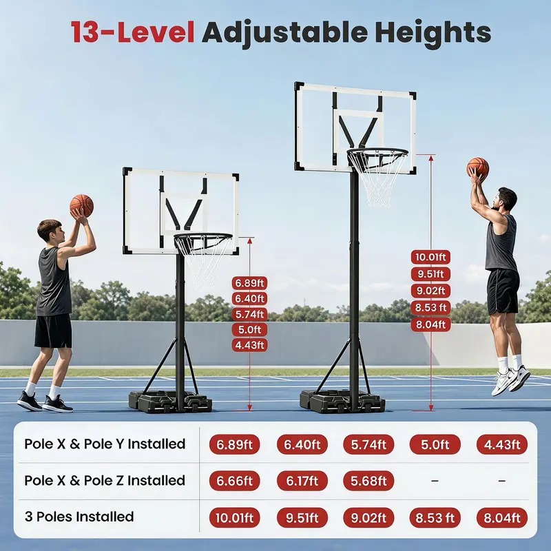 Goplus Basketballkorb 10 Fuß mit 44-Zoll-Bruchfestem PC-Rückwand für Erwachsene