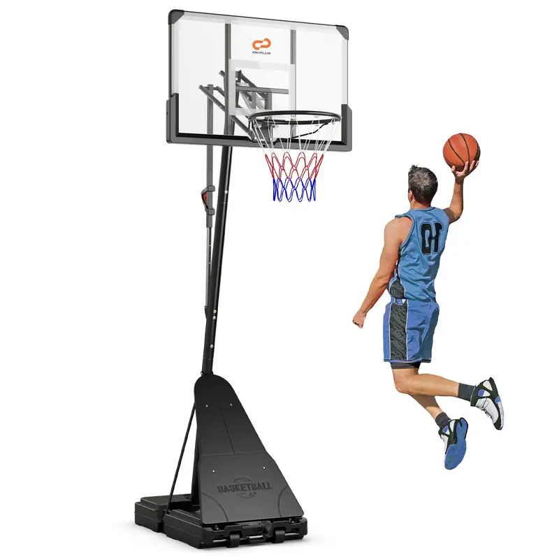 GoPlus Basketballkorb für den Außenbereich, 1,5–3,05 m (4,9–10 ft) schnell höhenverstellbares Basketballtor-System mit 112 cm (44 Zoll) PC-Rückwand