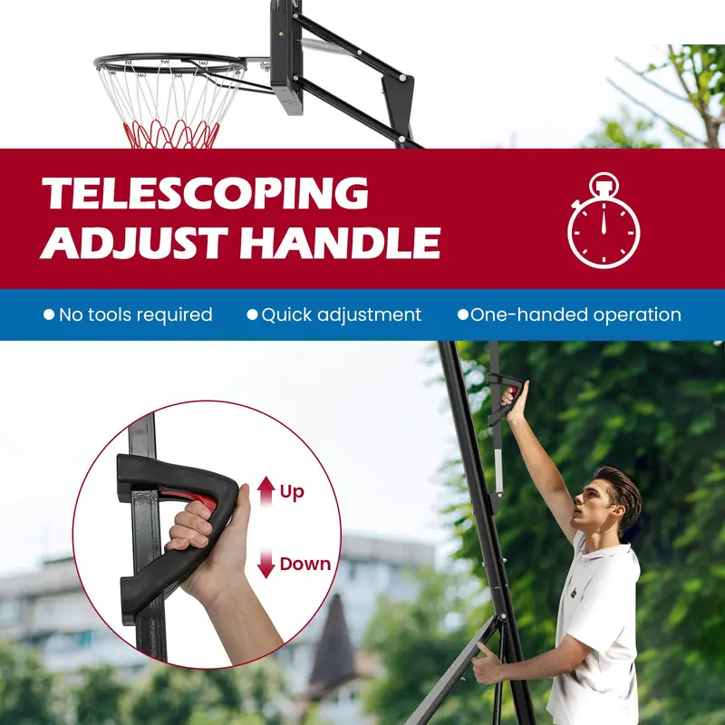 GoPlus Basketballkorb für den Außenbereich, 1,5–3,05 m (4,9–10 ft) schnell höhenverstellbares Basketballtor-System mit 112 cm (44 Zoll) PC-Rückwand