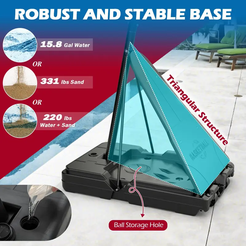 GoPlus Basketballkorb für den Außenbereich, 1,5–3,05 m (4,9–10 ft) schnell höhenverstellbares Basketballtor-System mit 112 cm (44 Zoll) PC-Rückwand