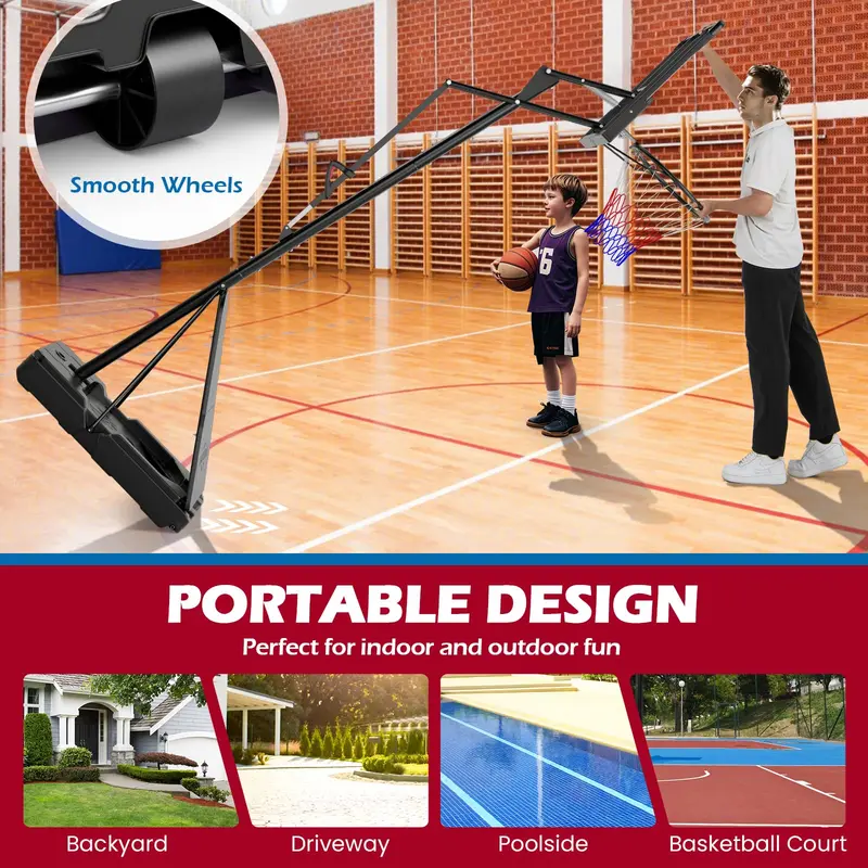 GoPlus Basketballkorb für den Außenbereich, 1,5–3,05 m (4,9–10 ft) schnell höhenverstellbares Basketballtor-System mit 112 cm (44 Zoll) PC-Rückwand