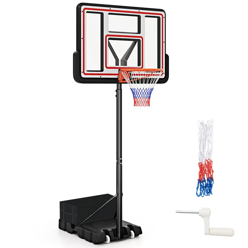 GoPlus Basketballkorb für den Außenbereich, 2,25–3,05 m schnell höhenverstellbar mit 112 cm splitterfestem Polycarbonat-Backboard