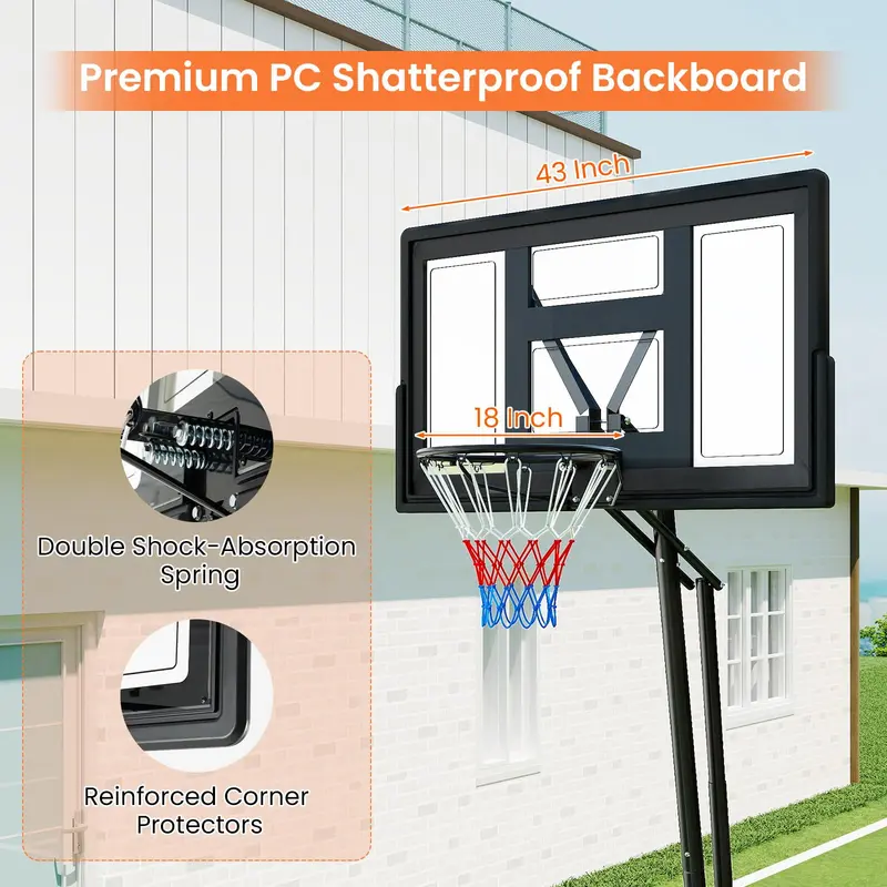 GoPlus Basketballkorb für den Außenbereich, höhenverstellbar von 2,35 bis 3,05 m – werkzeugfreies Basketball-Zielsystem