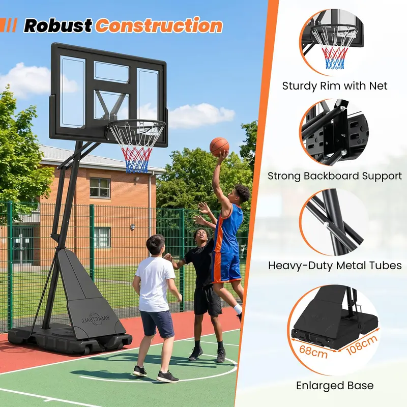 GoPlus Basketballkorb für den Außenbereich, höhenverstellbar von 2,35 bis 3,05 m – werkzeugfreies Basketball-Zielsystem