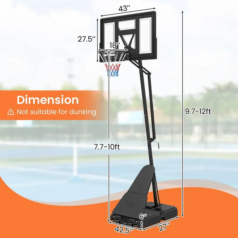 GoPlus Basketballkorb für den Außenbereich, höhenverstellbar von 2,35 bis 3,05 m – werkzeugfreies Basketball-Zielsystem