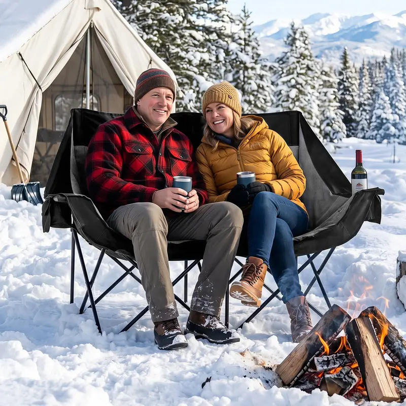 GoPlus beheizter Doppelsitz-Campingstuhl mit 4 Heizbereichen und 3 Heizstufen 2